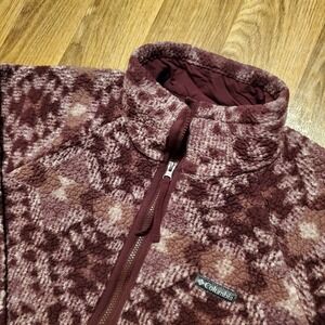 Vintage Columbia Fleece Jacket Women Large Purple Aztec Full Zip
